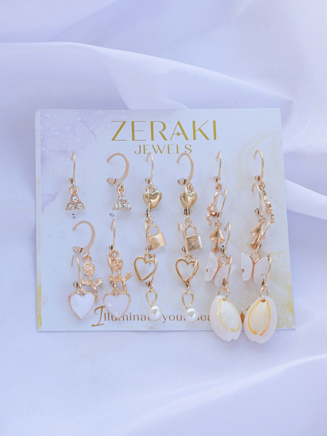 Buy Zeraki Jewels Set Of 10 Gold-Plated Cubic Zirconia Hoop