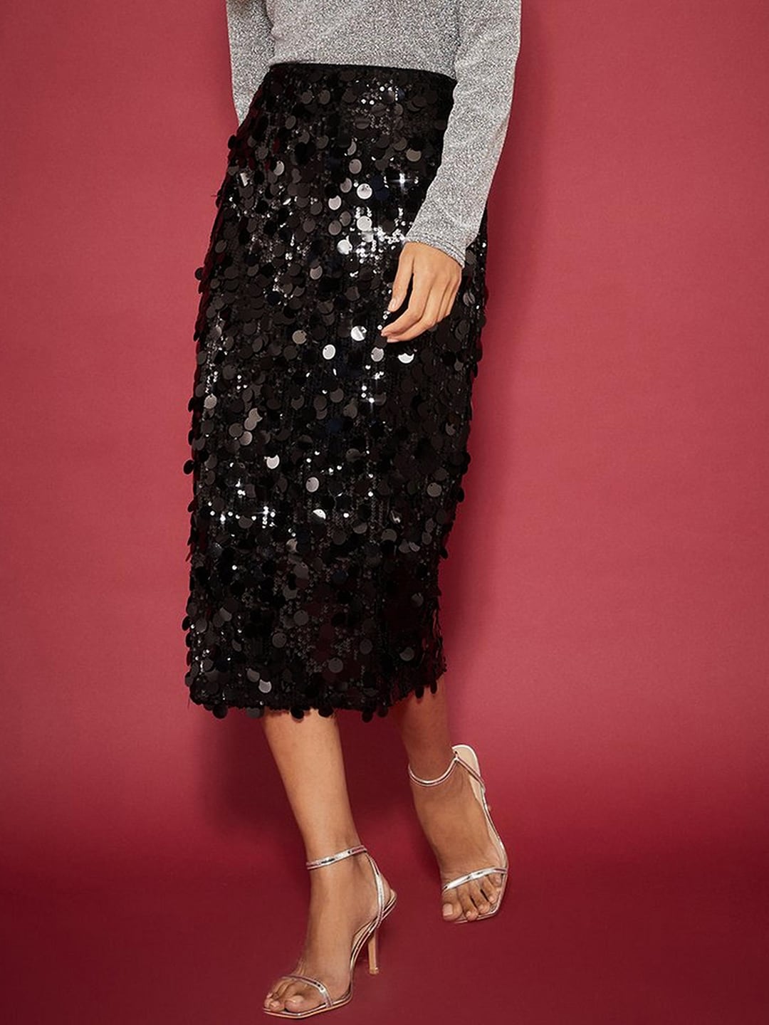 DOROTHY PERKINS Disc Sequin Midi Skirt Price in India