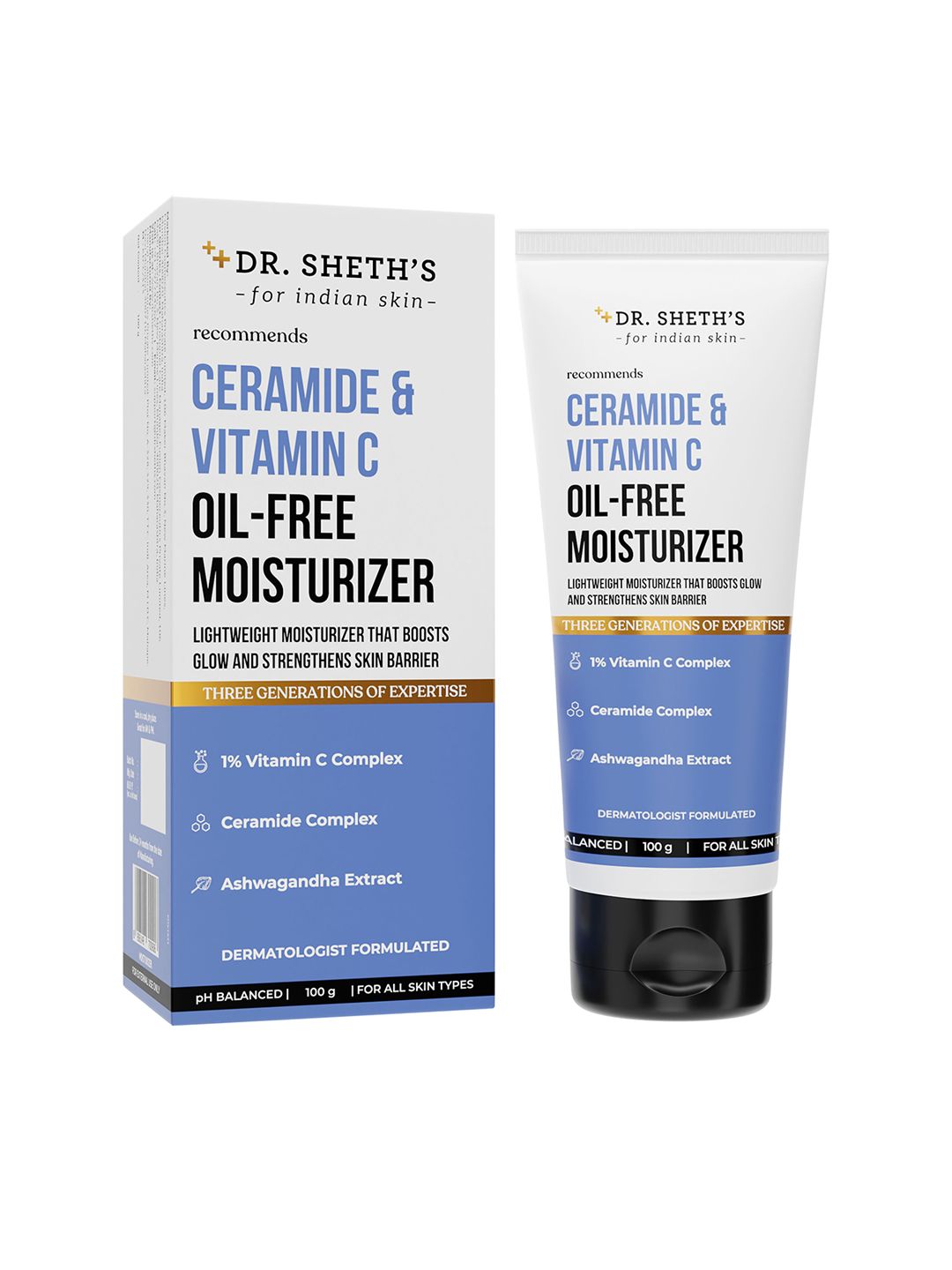 DR. SHETHS Ceramide & Vitamin C Oil-Free Moisturizer - 100g