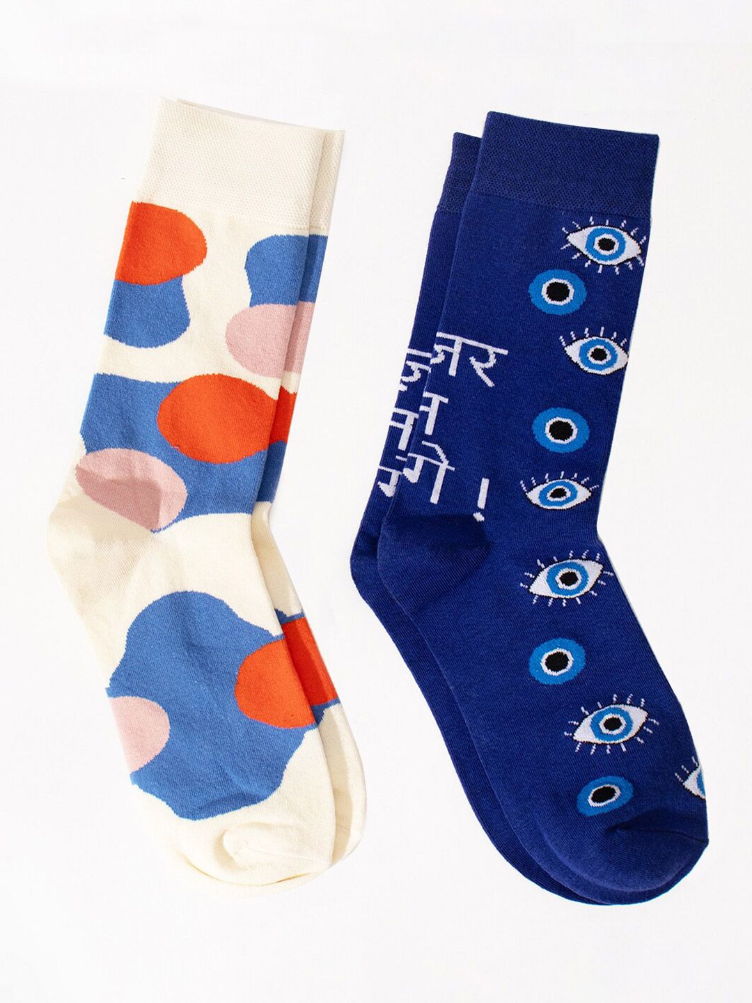 Thela Gaadi Unisex Pack Of 2 Patterned Calf-Length Socks