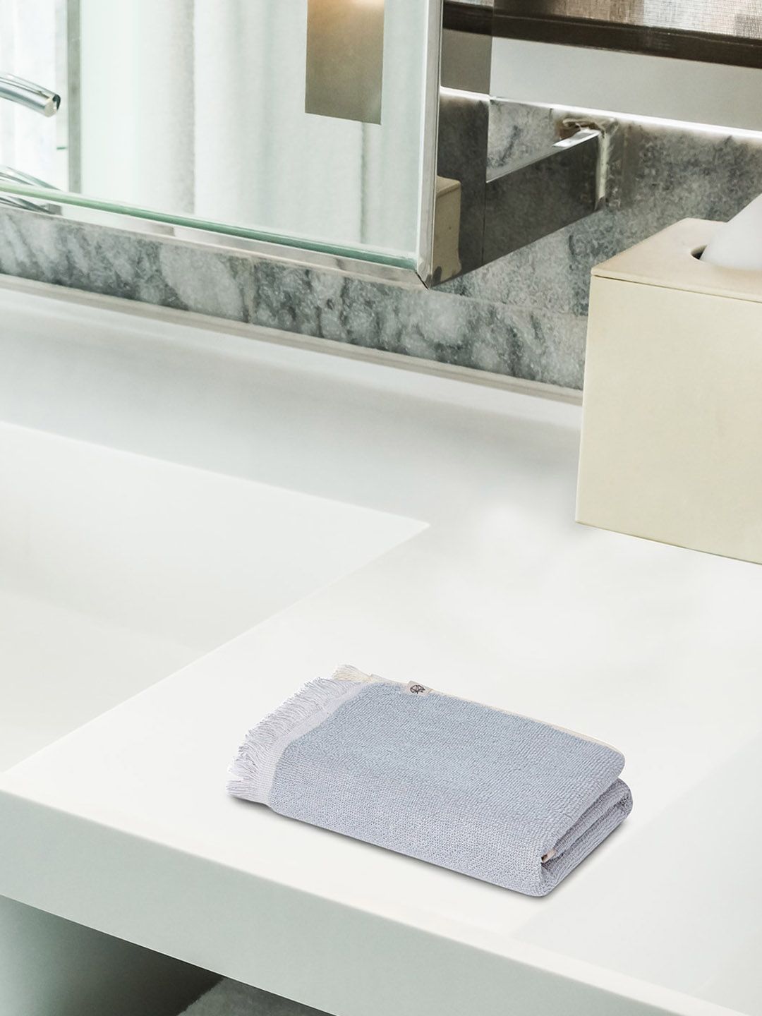 Himeya Darn IT Melange Grey 520 GSM Organic Cotton Hand Towel