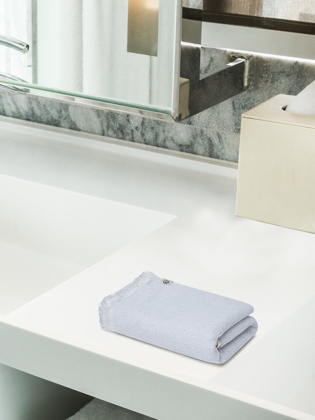 Himeya Darn IT Melange Blue 520 GSM Organic Cotton Hand Towel