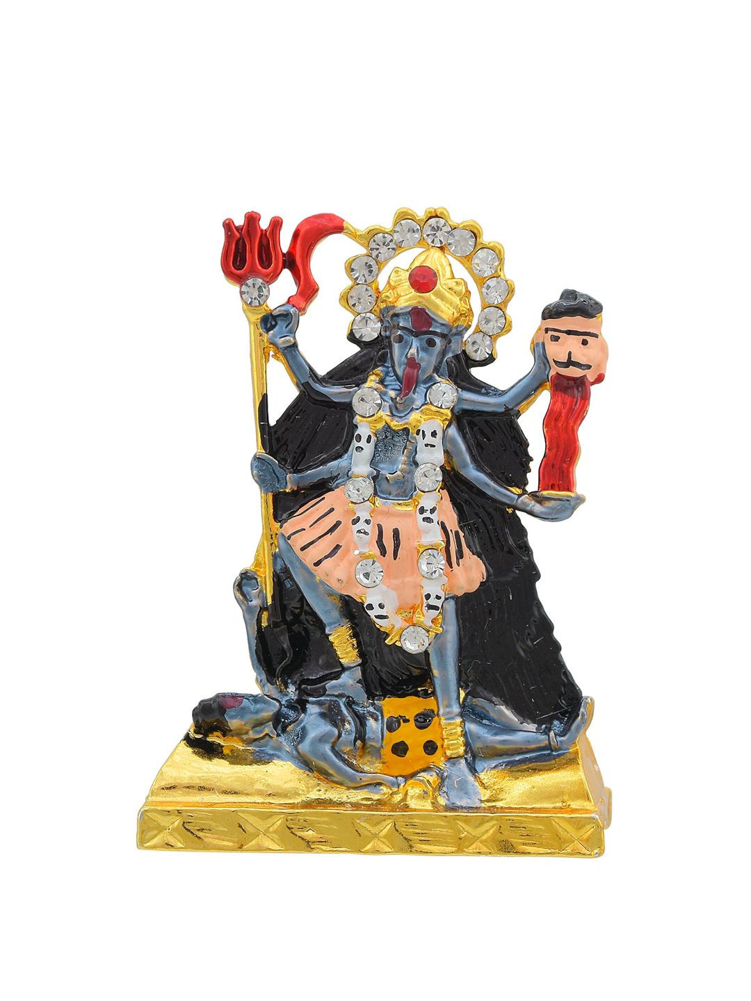 MEMOIR Maa Kaali Yellow Brass Metallic Prayer Room Medium Showpiece - 4 Inches