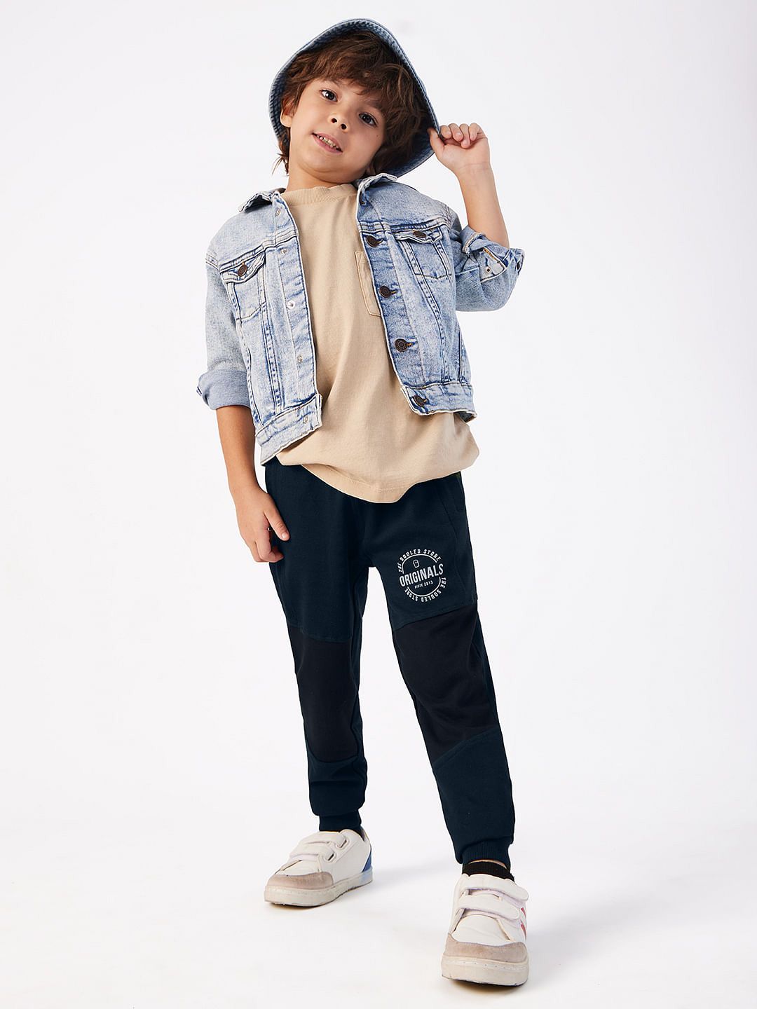 The Souled Store Boys Regular Fit Solid Navy Blue Joggers