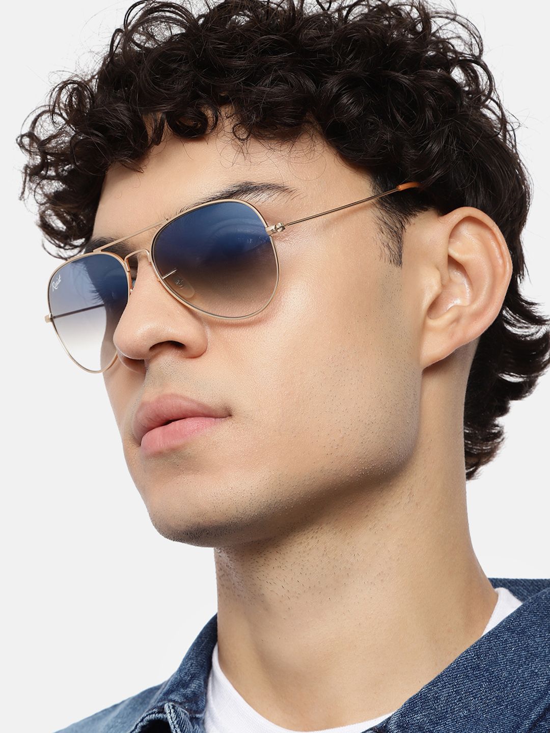 RESIST EYEWEAR Unisex Blue Lens & Gold-Toned Aviator Sunglasses with UV Protected Lens