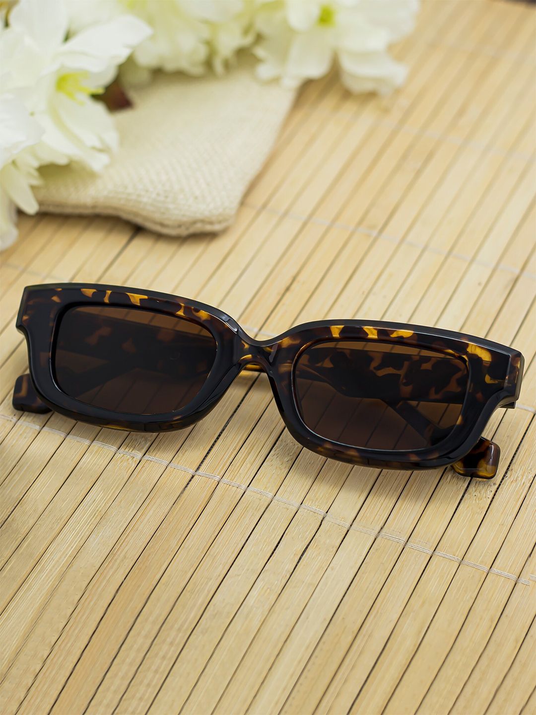 Bellofox Brown Unisex Rectangle Sunglasses