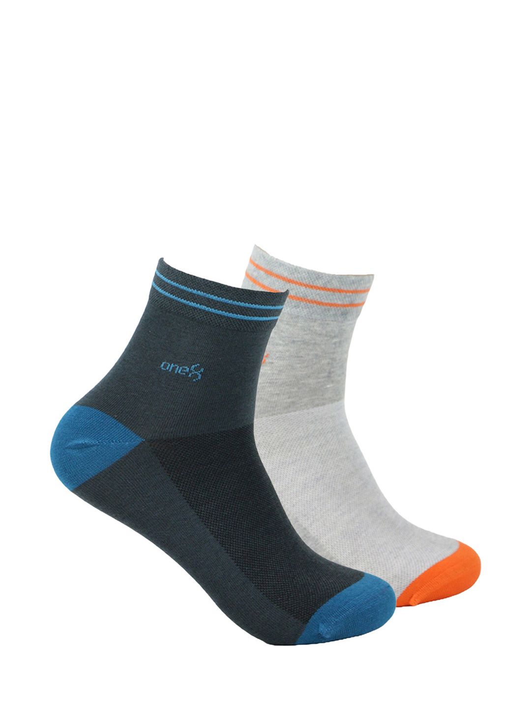 One8 Men Pack Of 2 Assorted Patterned Premium Cotton Ankle-Length Socks