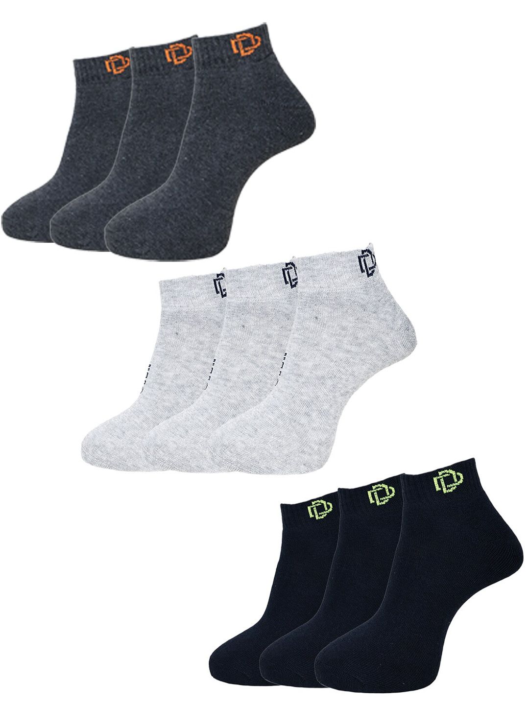 Dollar Socks Men Pack Of 9 Patterned Ankle-Length Socks