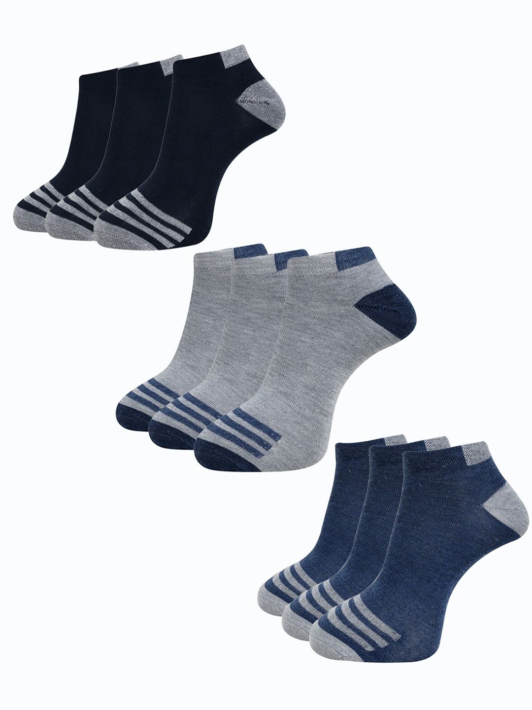 Dollar Socks Men Pack of 9 Ankle-Length Patterned Socks