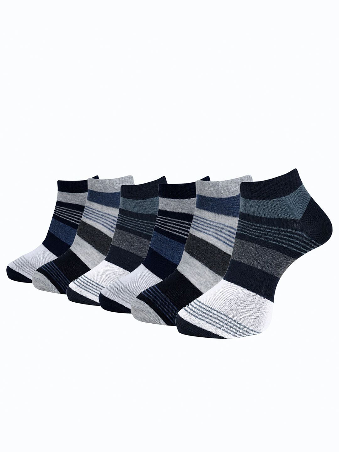 Dollar Socks Men Pack Of 6 Striped Ankle-Length Socks