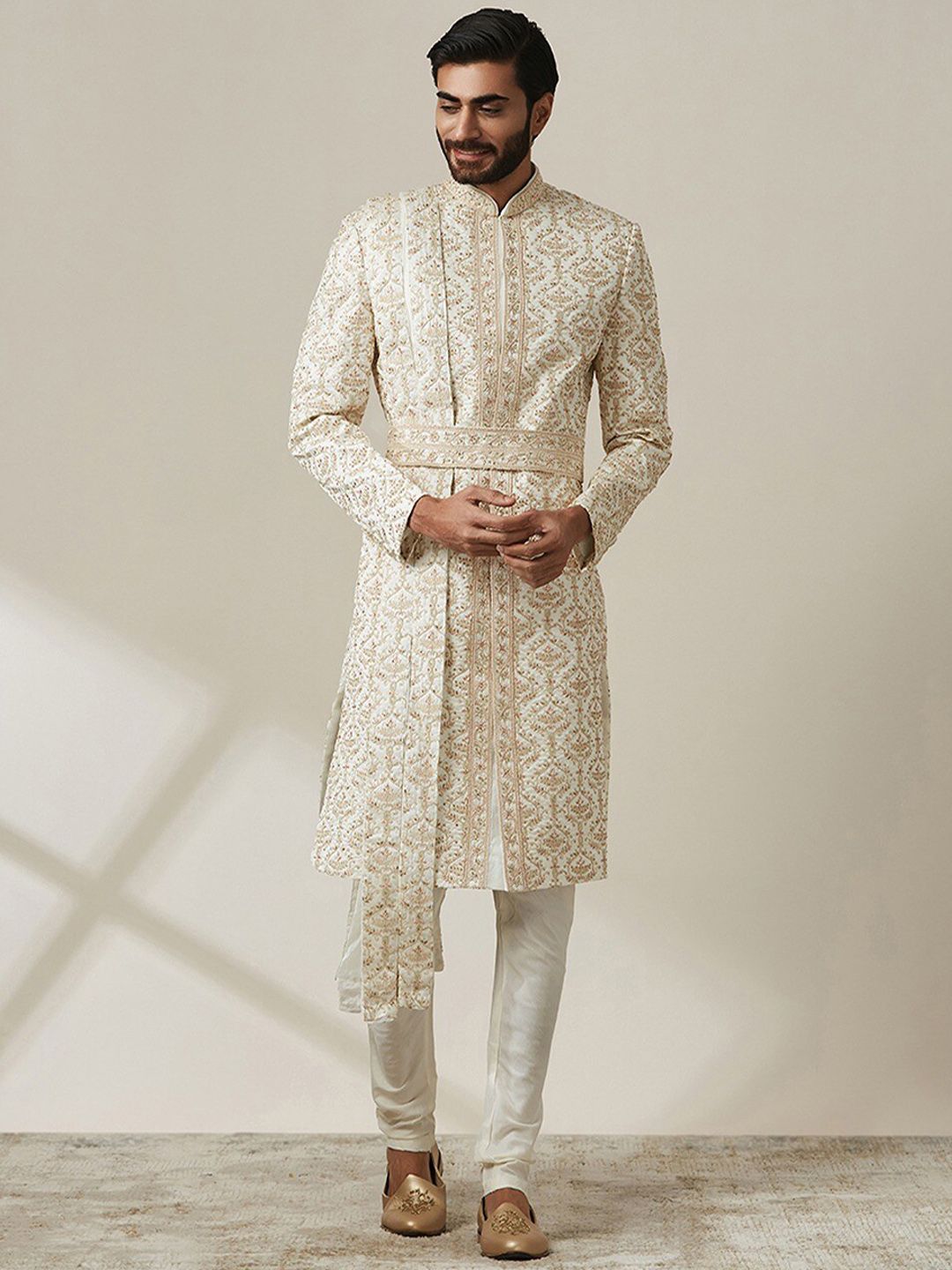 Twamev Embroidered Art Silk Sherwani Set