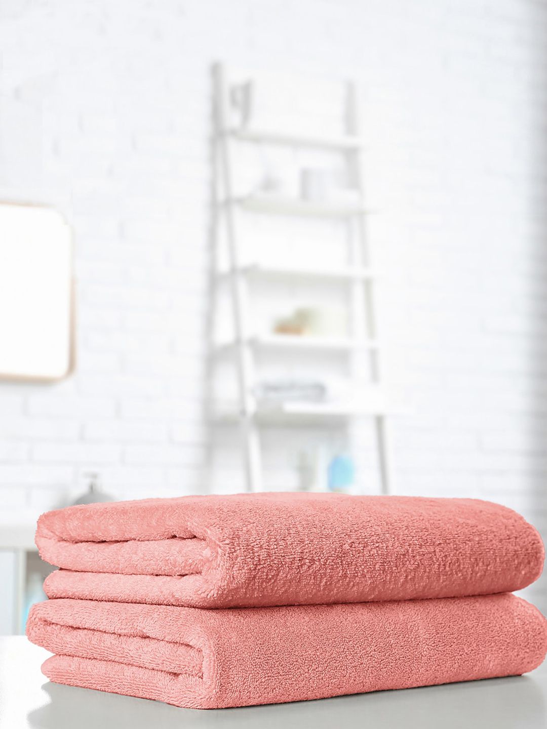 DDecor Live Beautiful Peach 3 Pieces Cotton 500 GSM Bath And Hand Towel Set