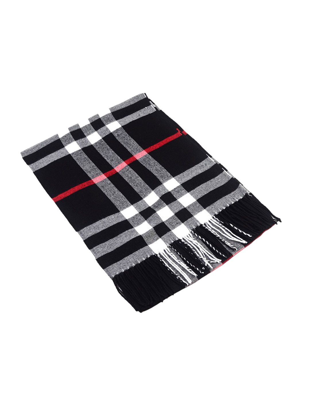 Alexvyan Men Black Checked Woolen Cashmere Soft Winter Muffler