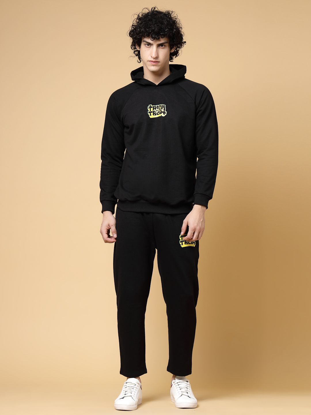 Rigo Typography Printed Hooded Cotton Fleece Mid-Rise Oversized-Fit Tracksuit