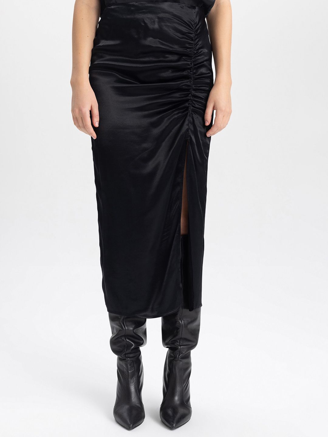 DeFacto Ruched Front Slit Midi Pencil Skirts Price in India