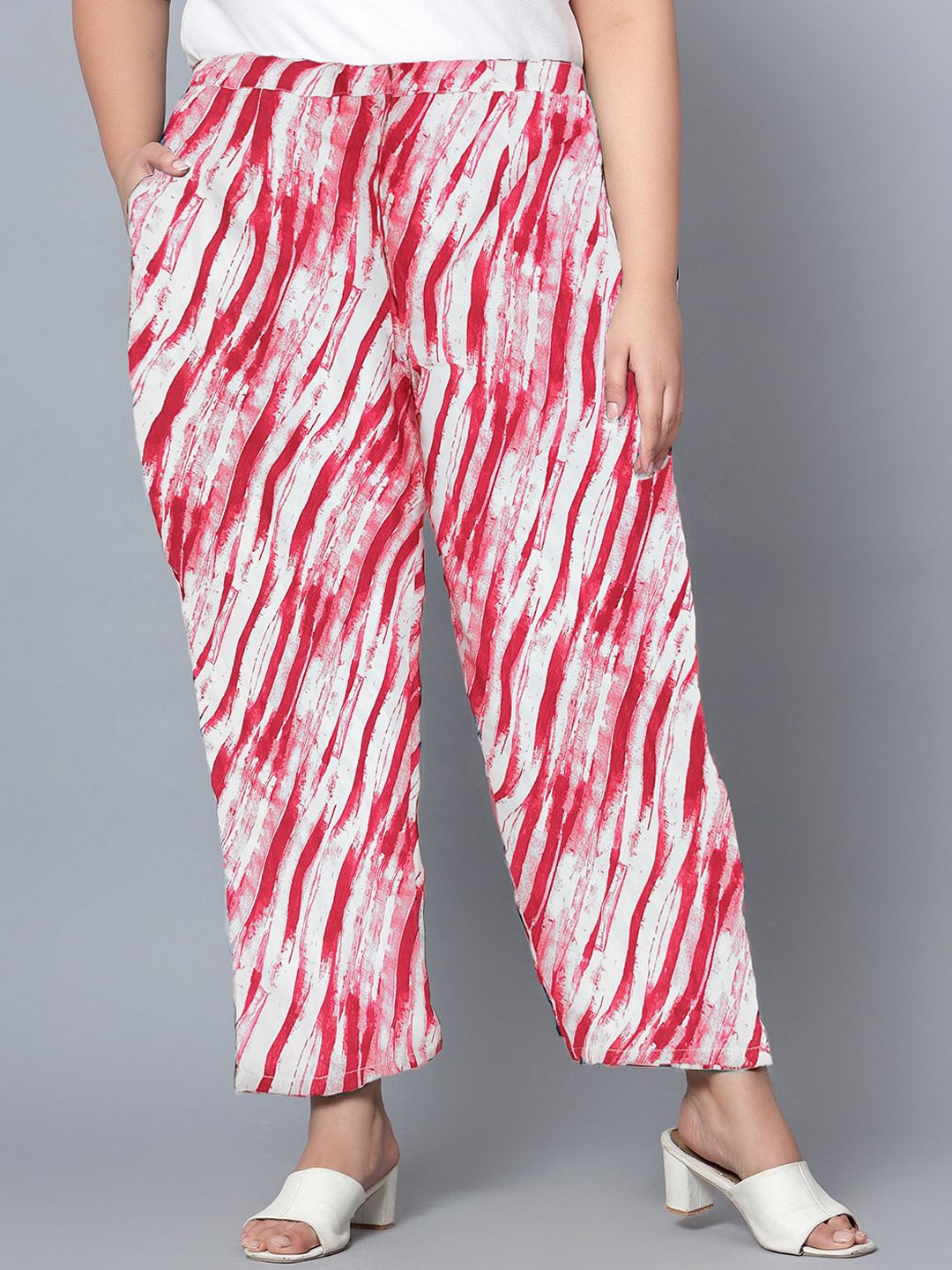 Indietoga Women Comfort Abstract Printed Easy Wash Trousers Price in India