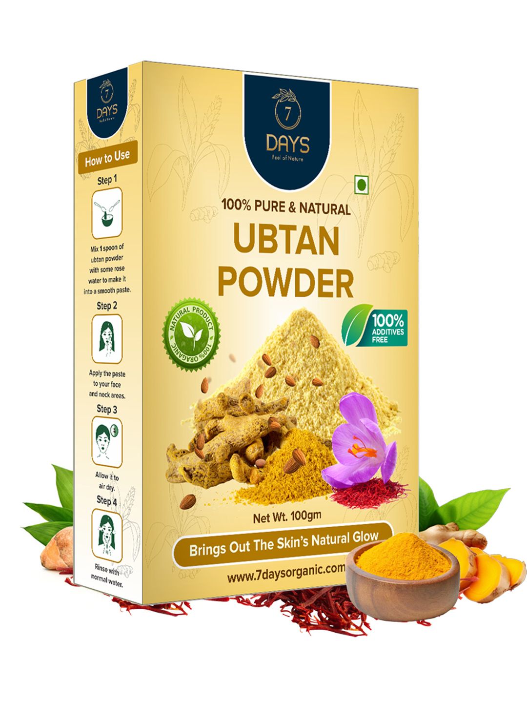 7 DAYS Pure & Natural Ubtan Face Powder - 100g