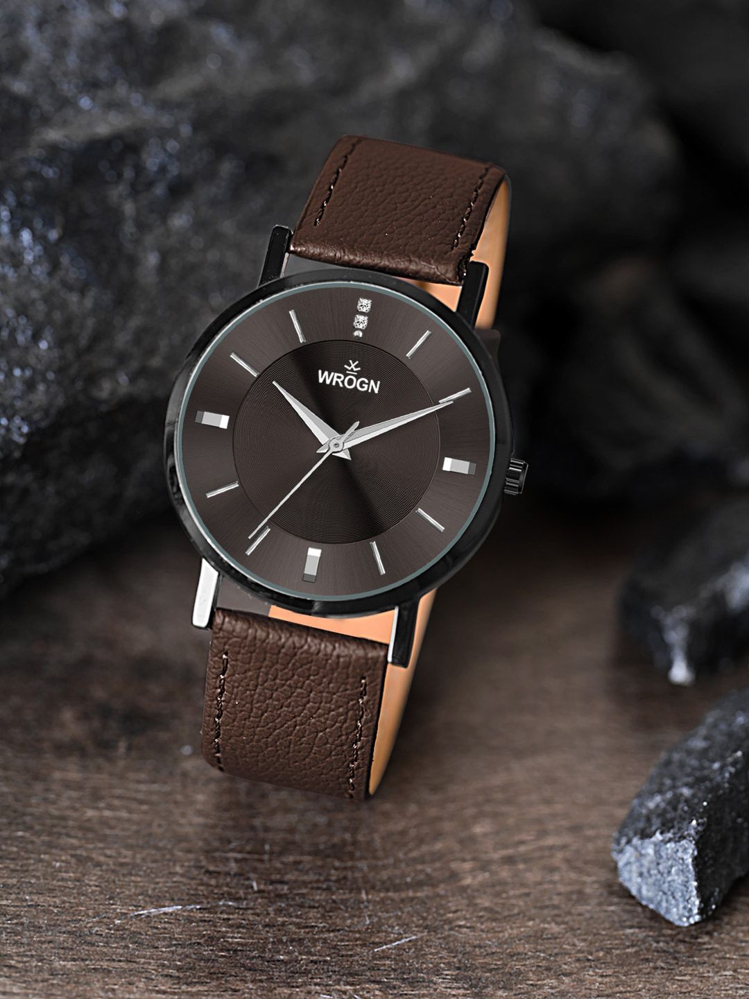 WROGN WROGN Men Printed Dial & Leather Straps Analogue Watch HOBWRG0434