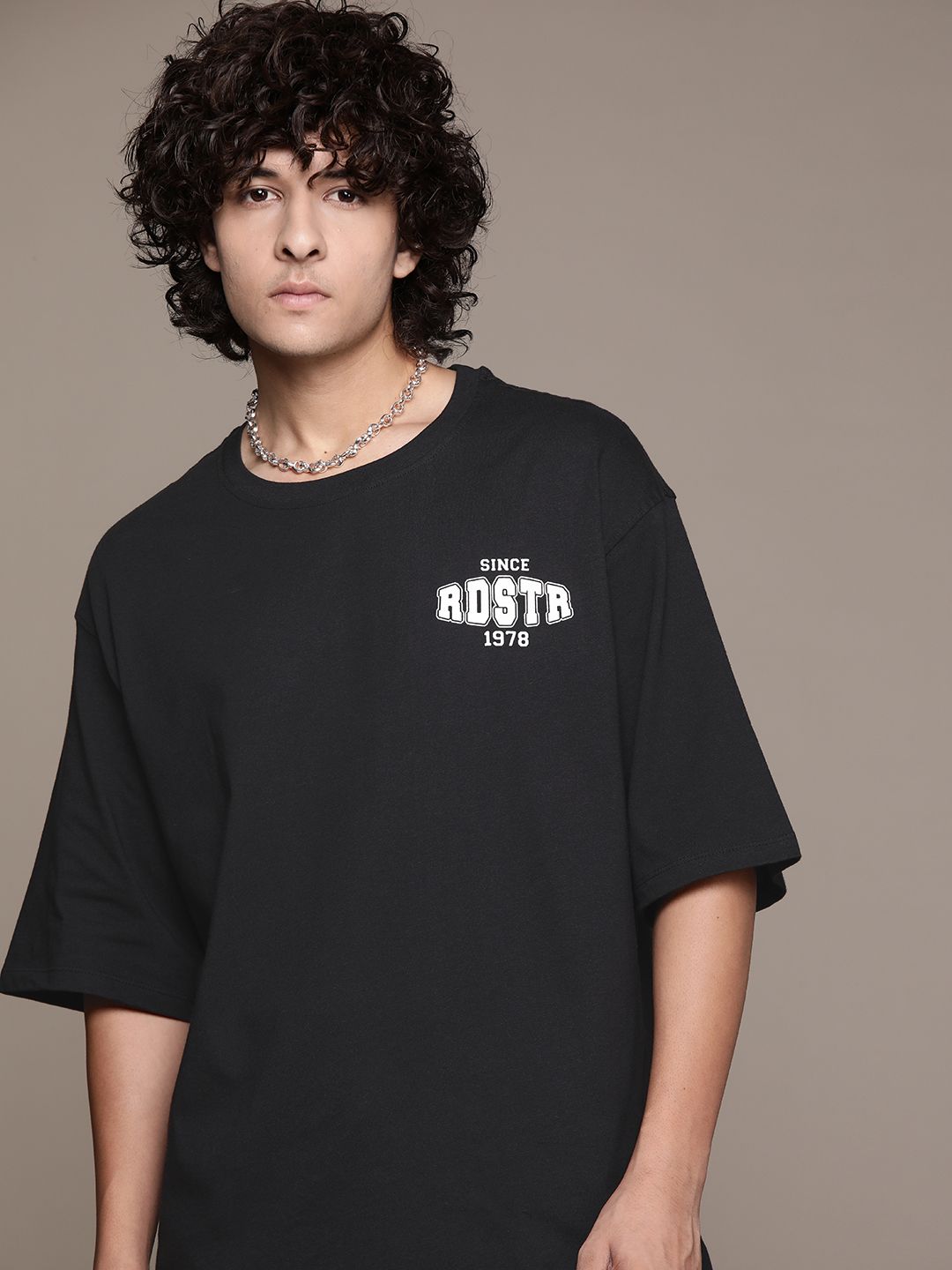 The Roadster Lifestyle Co. Drop-Shoulder Relaxed Fit Pure Cotton T-shirt