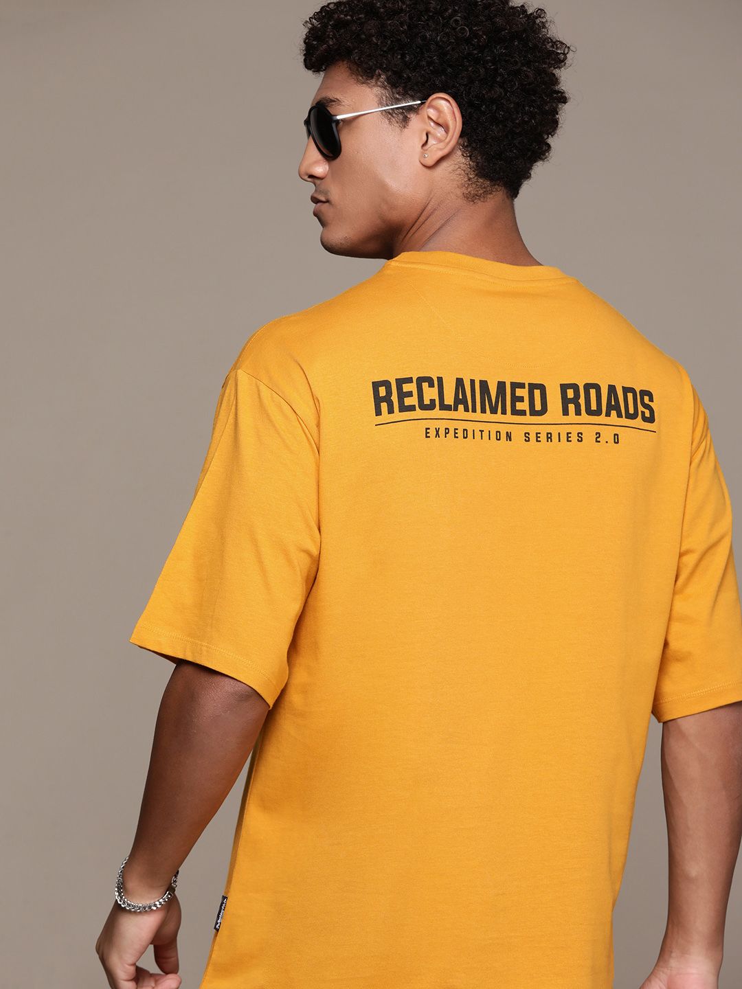 The Roadster Lifestyle Co. Printed Drop-Shoulder Relaxed Fit Pure Cotton T-shirt