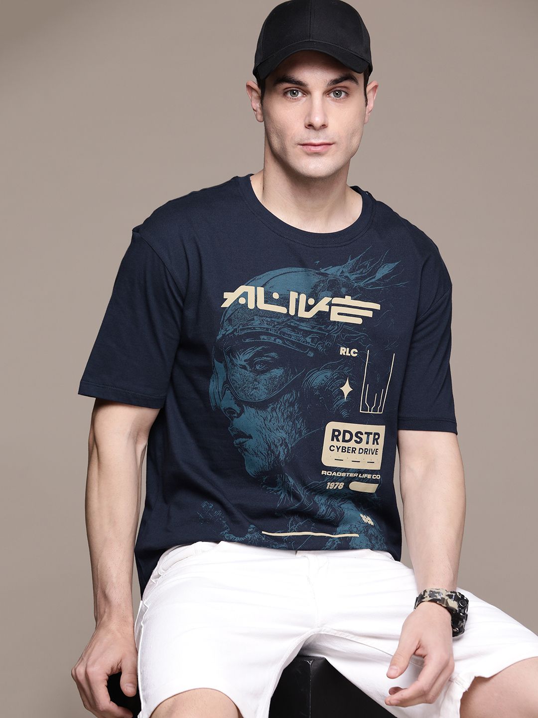 The Roadster Lifestyle Co. Printed Pure Cotton T-shirt