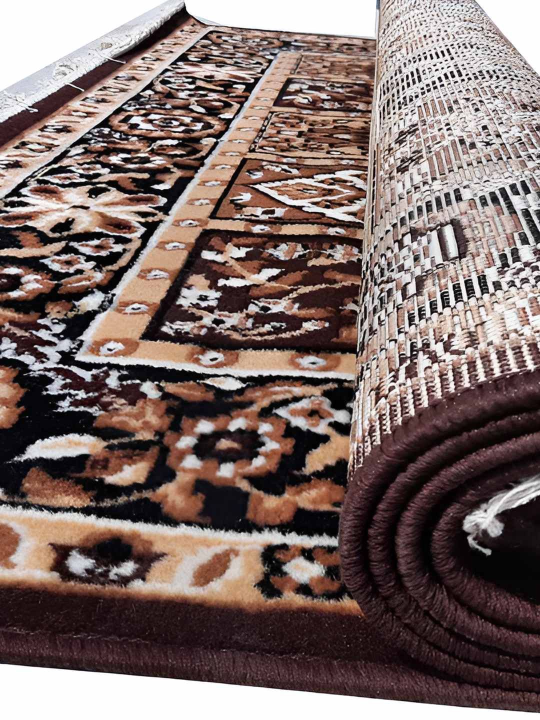 SANA CARPET SANA CARPET  Brown & Black Ethnic Motif Printed Carpet