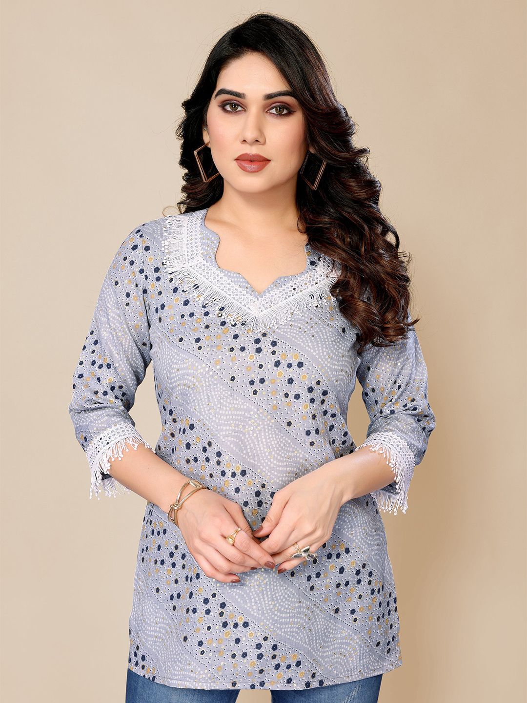 PYARI - A style for every story Ethnic Motifs Printed V-Neck Top Price in India
