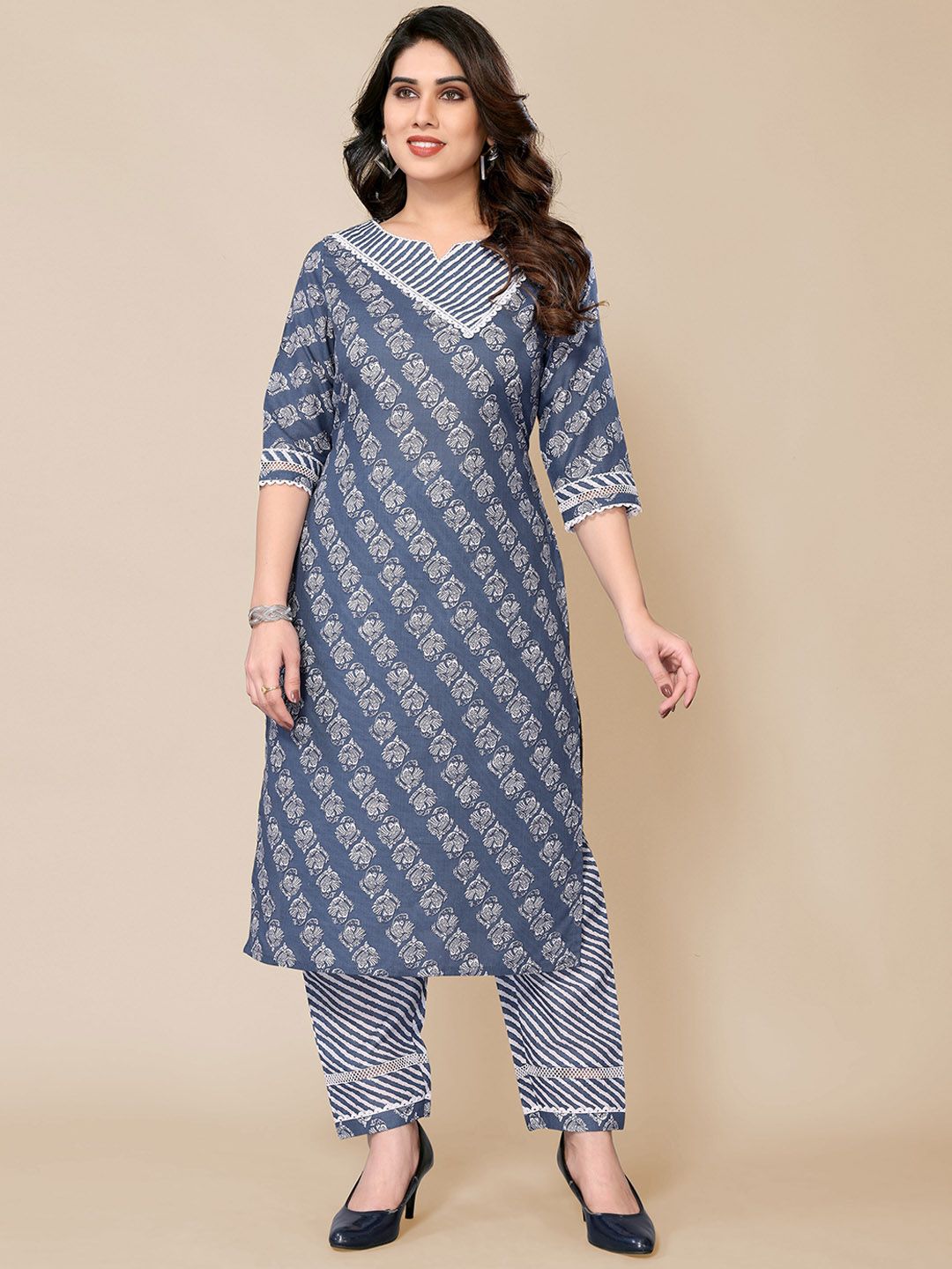 PYARI - A style for every story Ethnic Motifs Printed Pure Cotton Kurta With Pyjamas Price in India