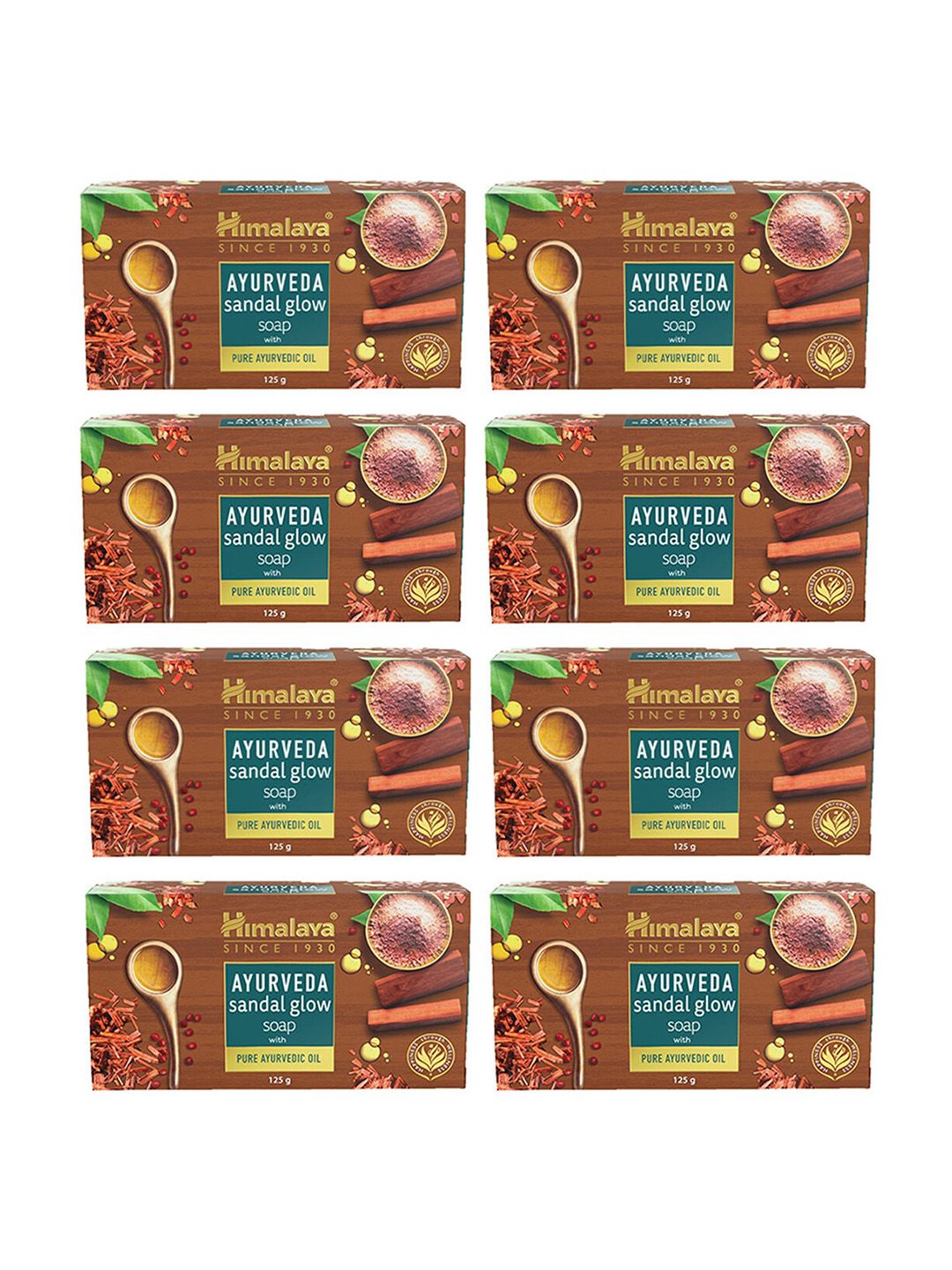 Himalaya Set of 8 Ayurveda Sandal Soap with Pure Ayurvedic Oil - 125g each