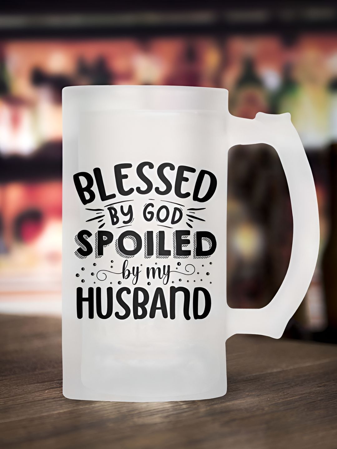ARTBUG Light Sour White Typography Glass Handmade Mug-470ml
