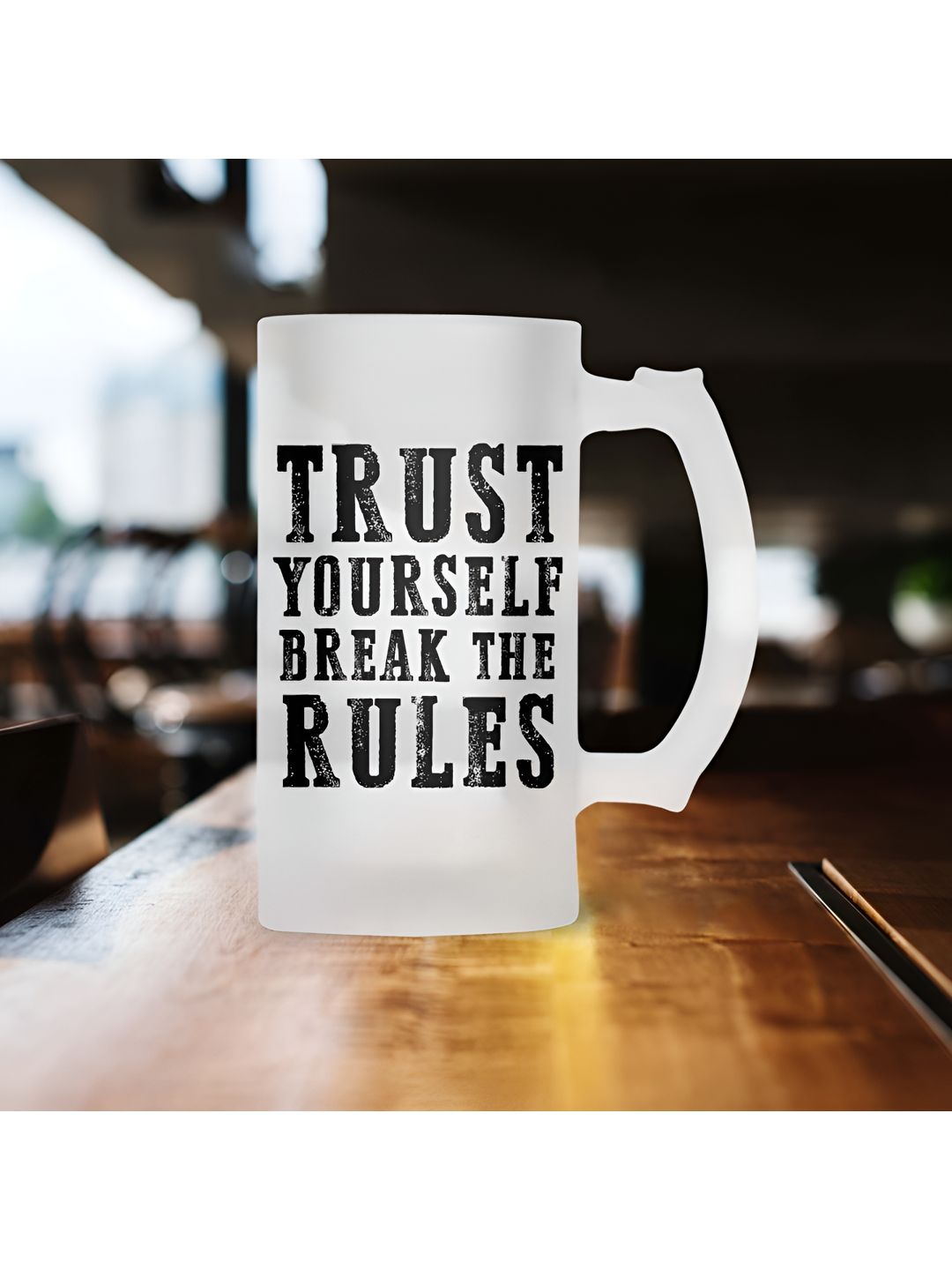 ARTBUG White Typography Glass Microwave Safe Mug-470ml
