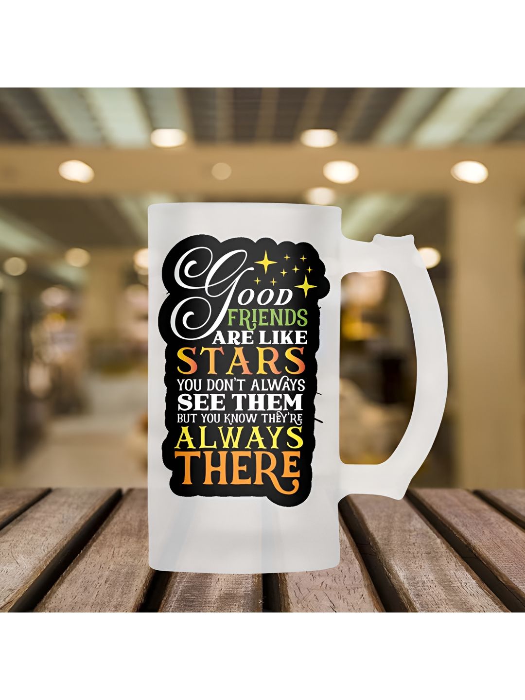 ARTBUG White Typography Glass Handmade Mug-470ml