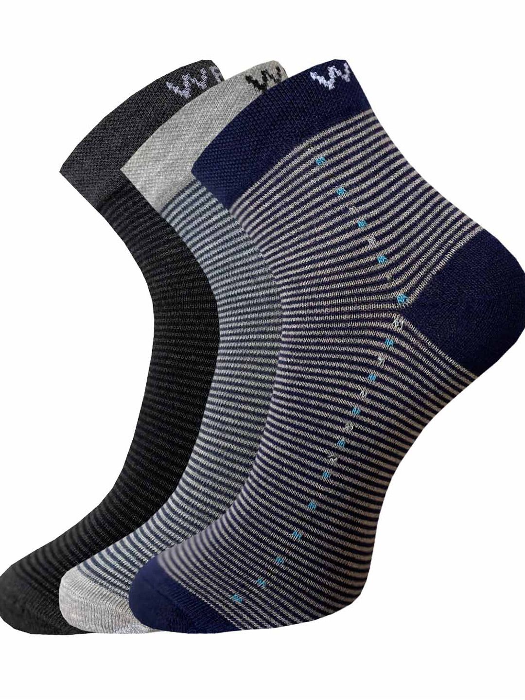 WROGN Men Pack Of 3 Striped Ankle-Length Socks