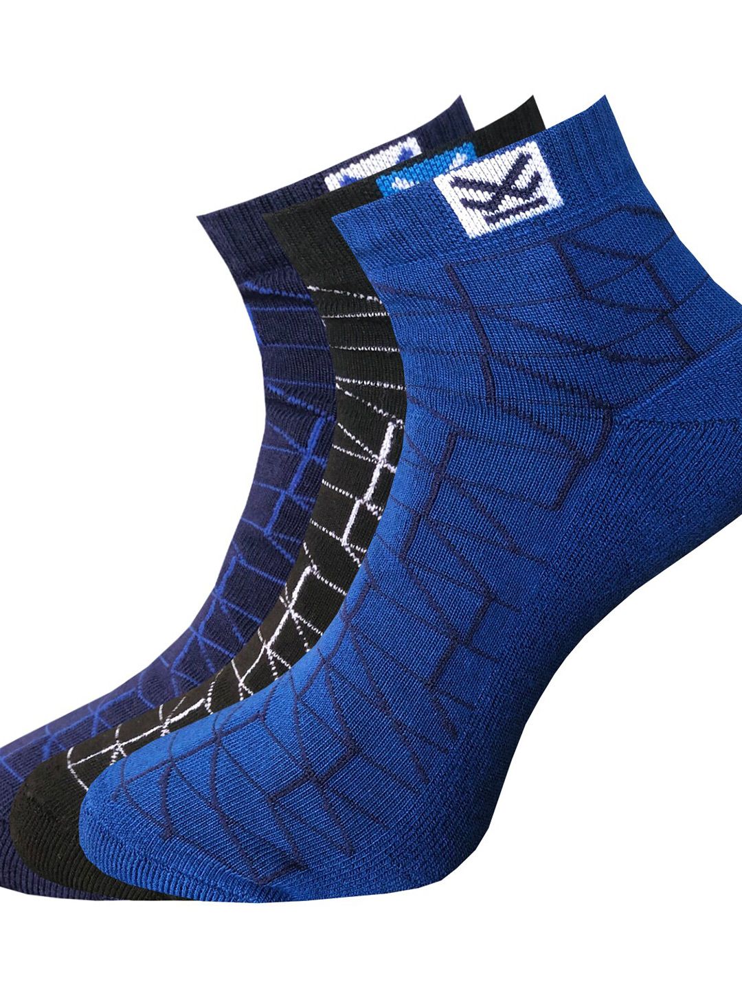 WROGN Men Pack Of 3 Printed Cotton Ankle-Length Socks