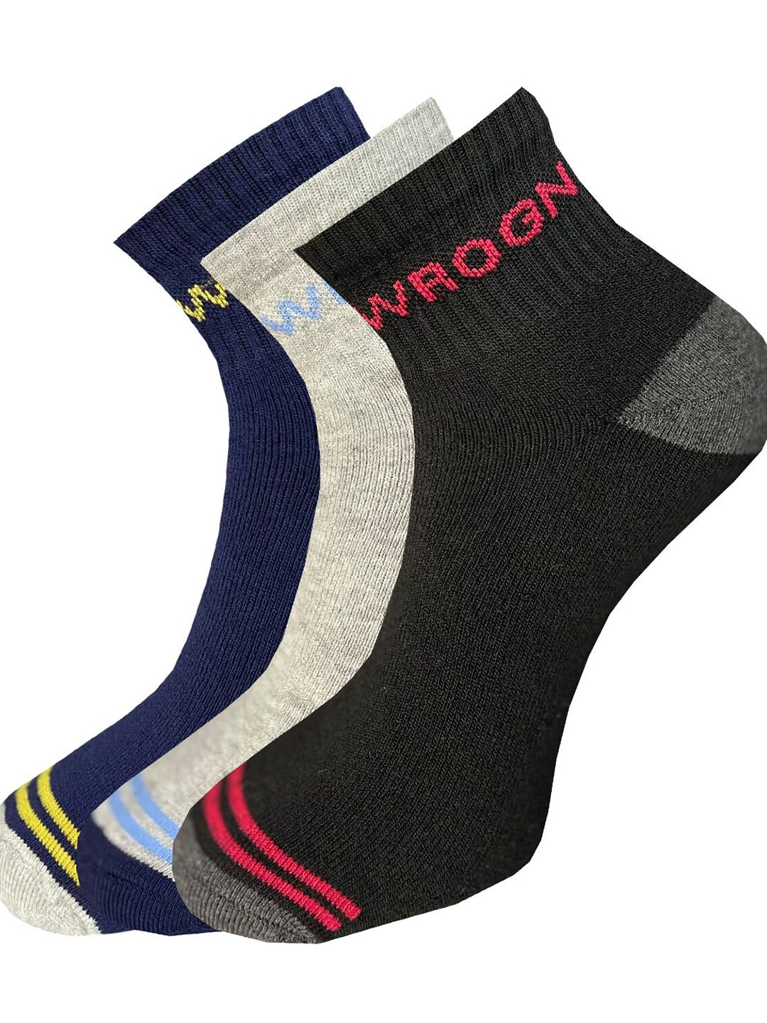 WROGN Men Pack Of 3 Ankle-Length Patterned Antimicrobial Cotton Socks
