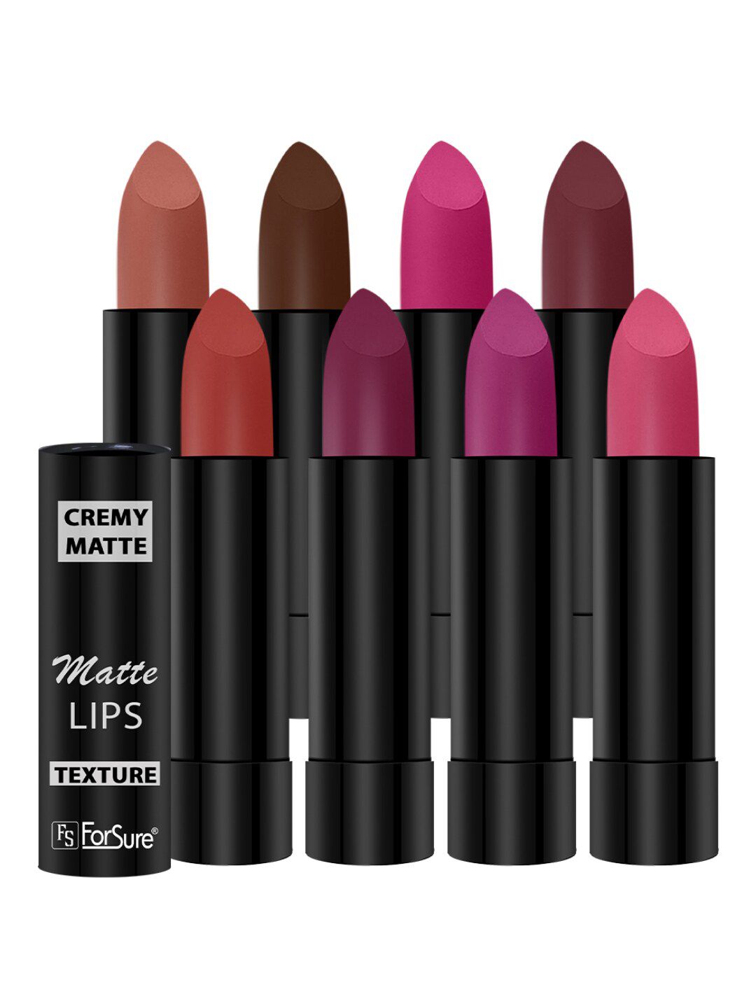 ForSure Set Of 8 Cremy Matte Textured Lipstick - 3.5g Each - 52-55-58-60-62-67-71-80