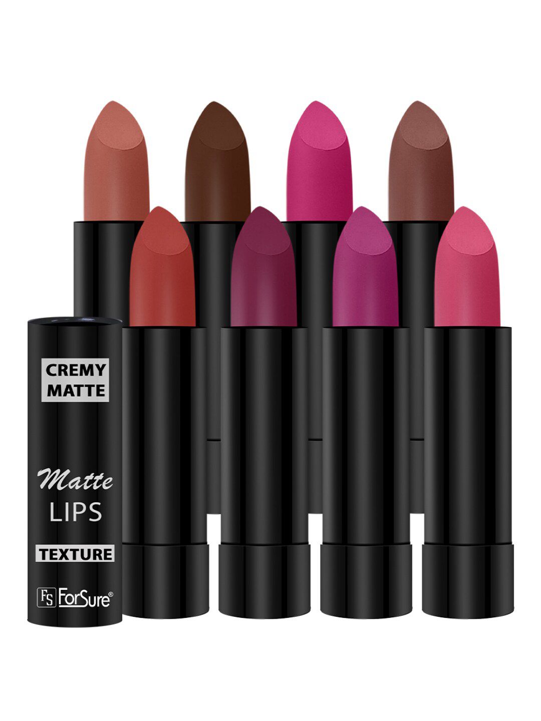 ForSure Set Of 8 Cremy Matte Textured Lipstick - 3.5g Each -52-55-58-60-62-67-71-111