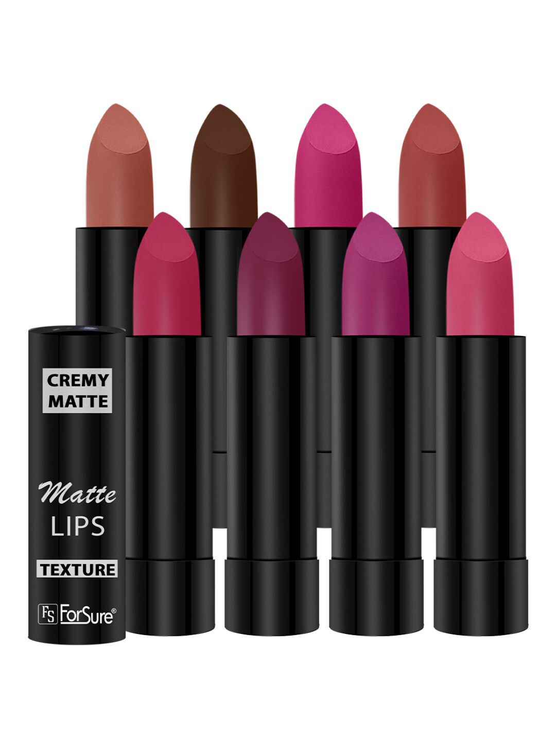 ForSure Set Of 8 Cremy Matte Textured Lipstick - 3.5g Each - 55-58-60-62-67-71-73-92