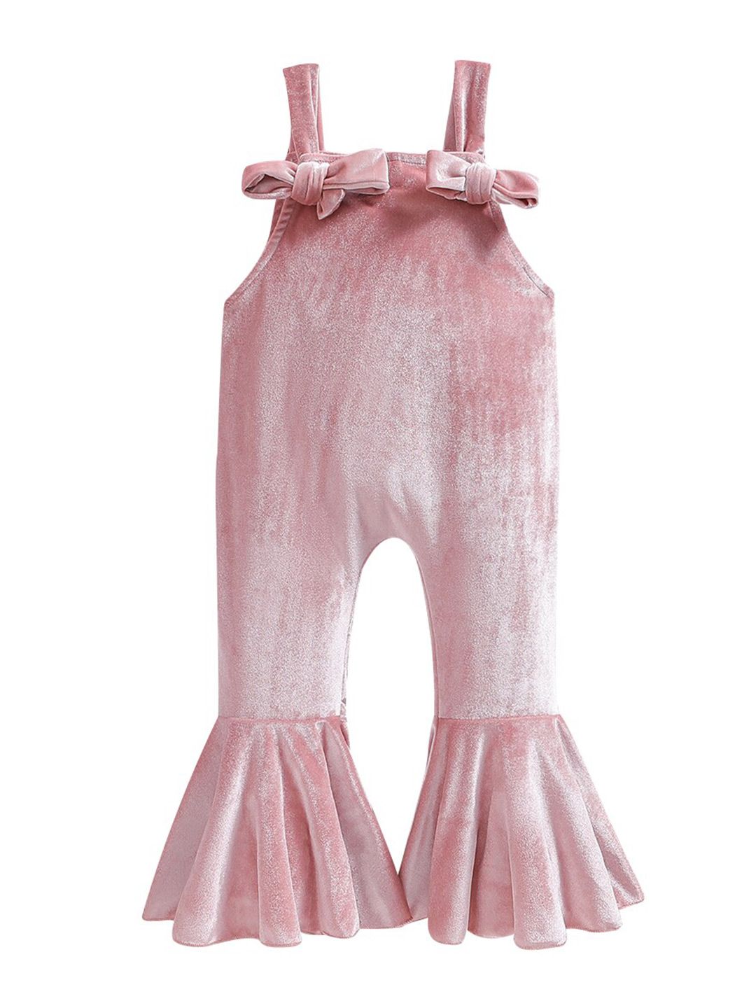 StyleCast Girls Pink Shoulder Straps Sleeveless Ruffled Basic Jumpsuit