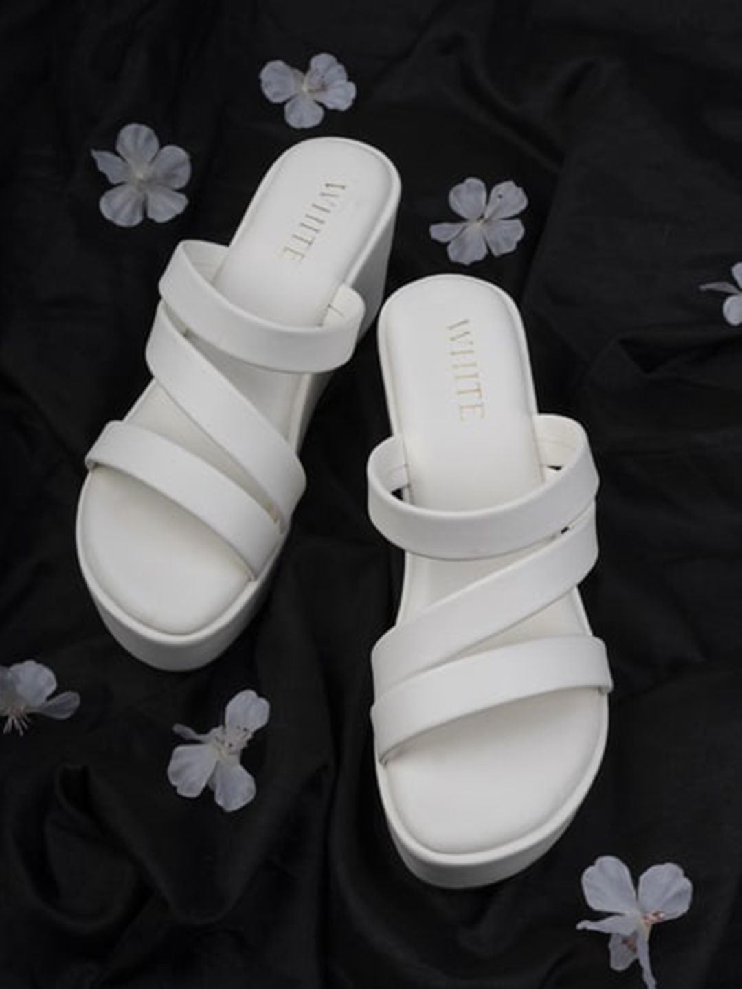 THE WHITE POLE Open Toe Wedge Heels