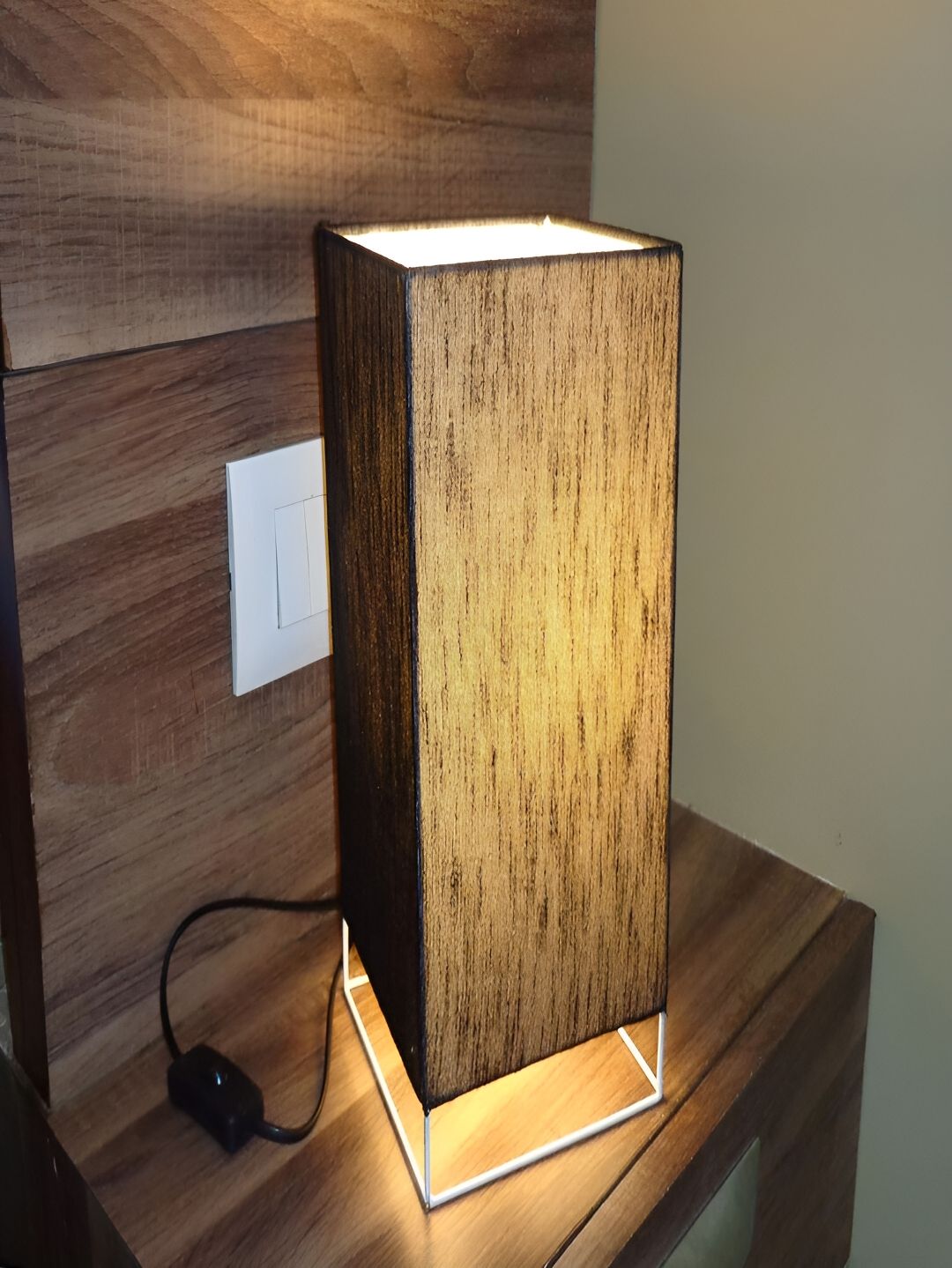 Mufasa Black Cotton Rectangular with Bulb Table Lamp