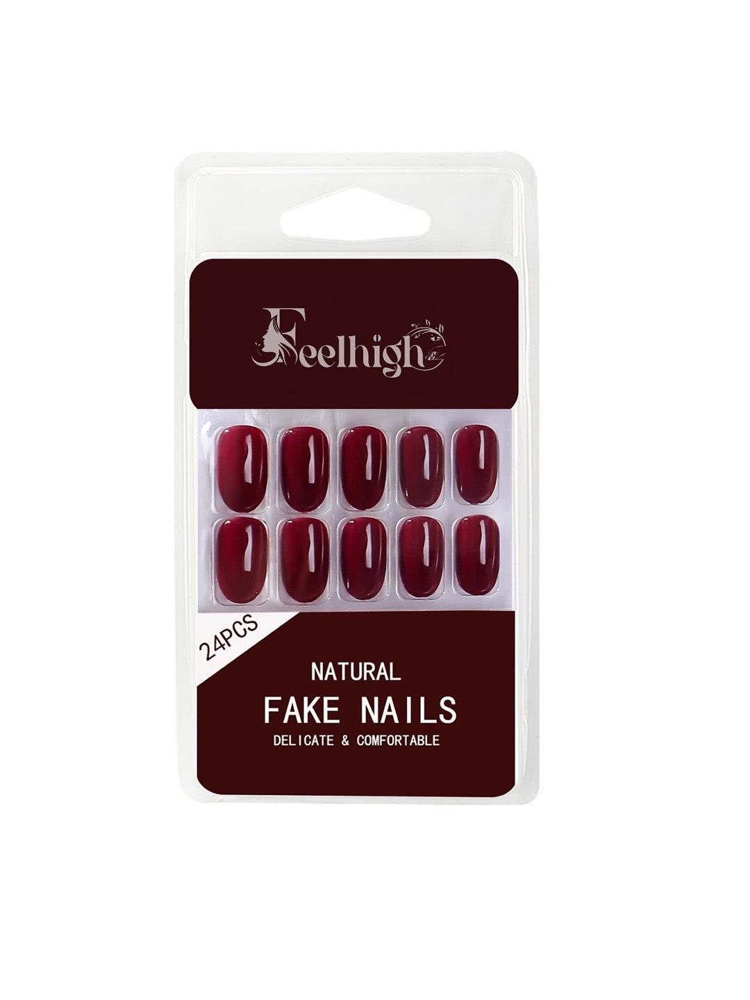 FEELHIGH 24-Pcs Waterproof Natural Fake Nails - 11
