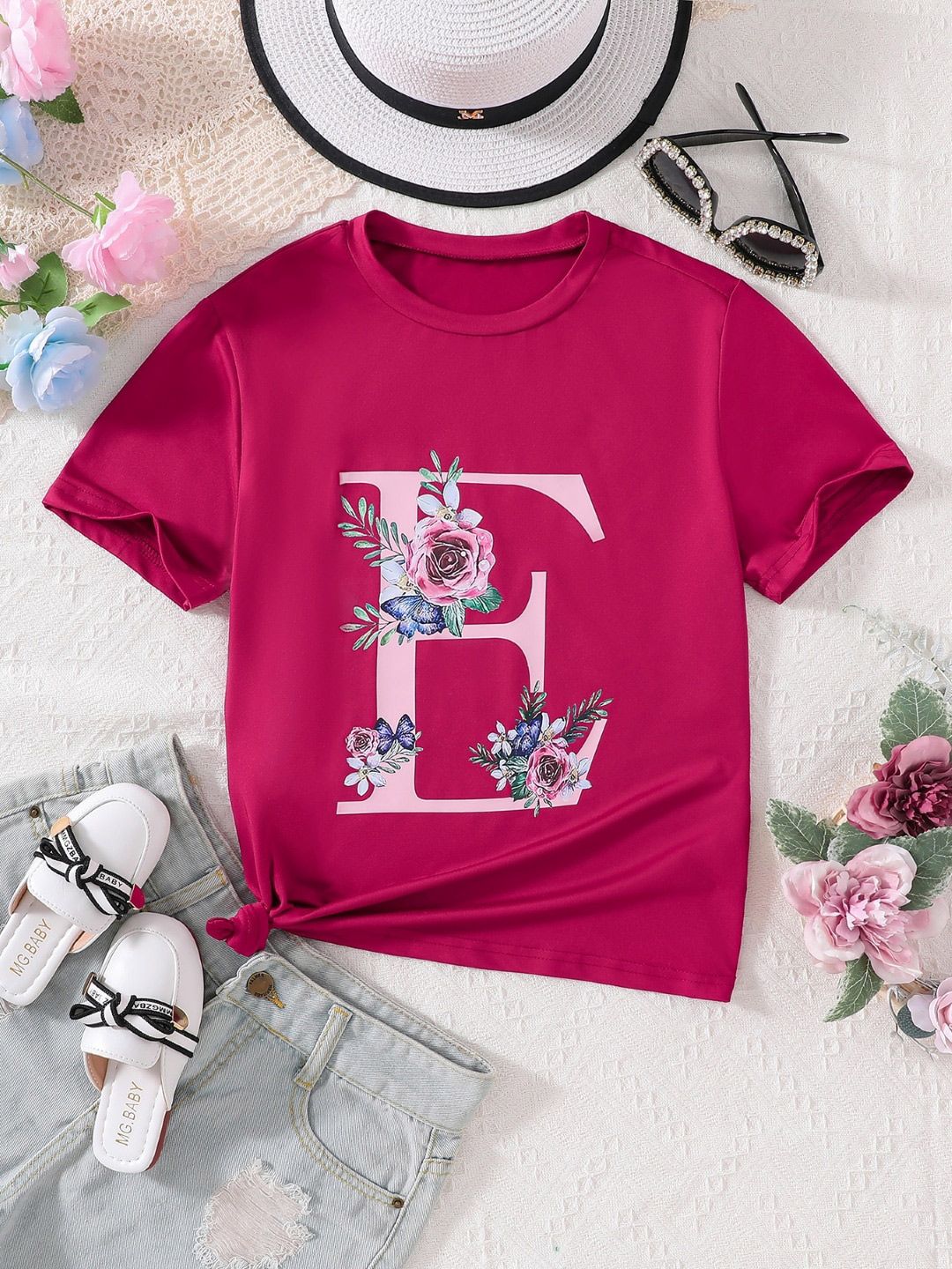 StyleCast Girls Pink Typography Printed T-shirt