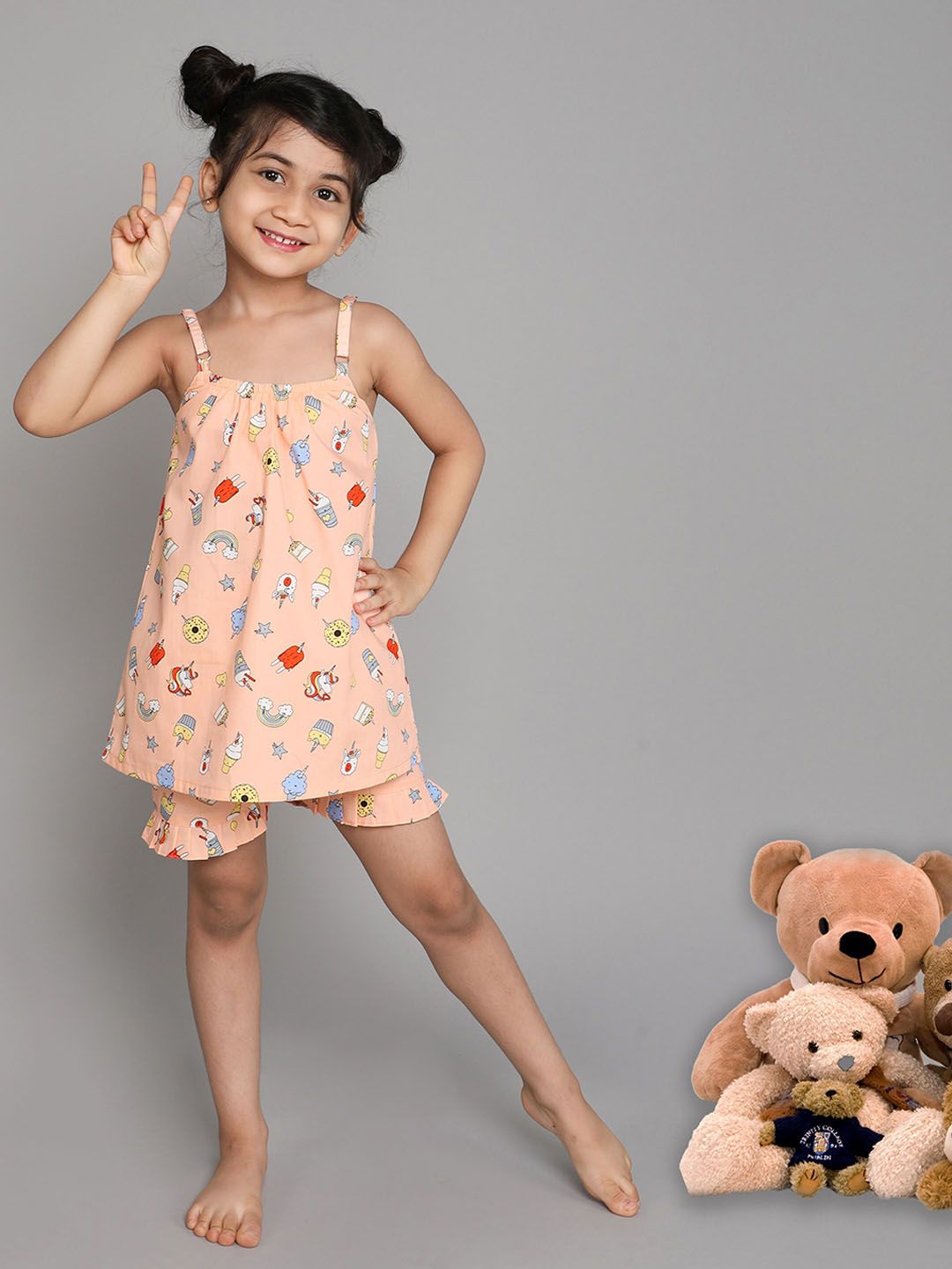 BAESD Girls Printed Pure Cotton Night Suit
