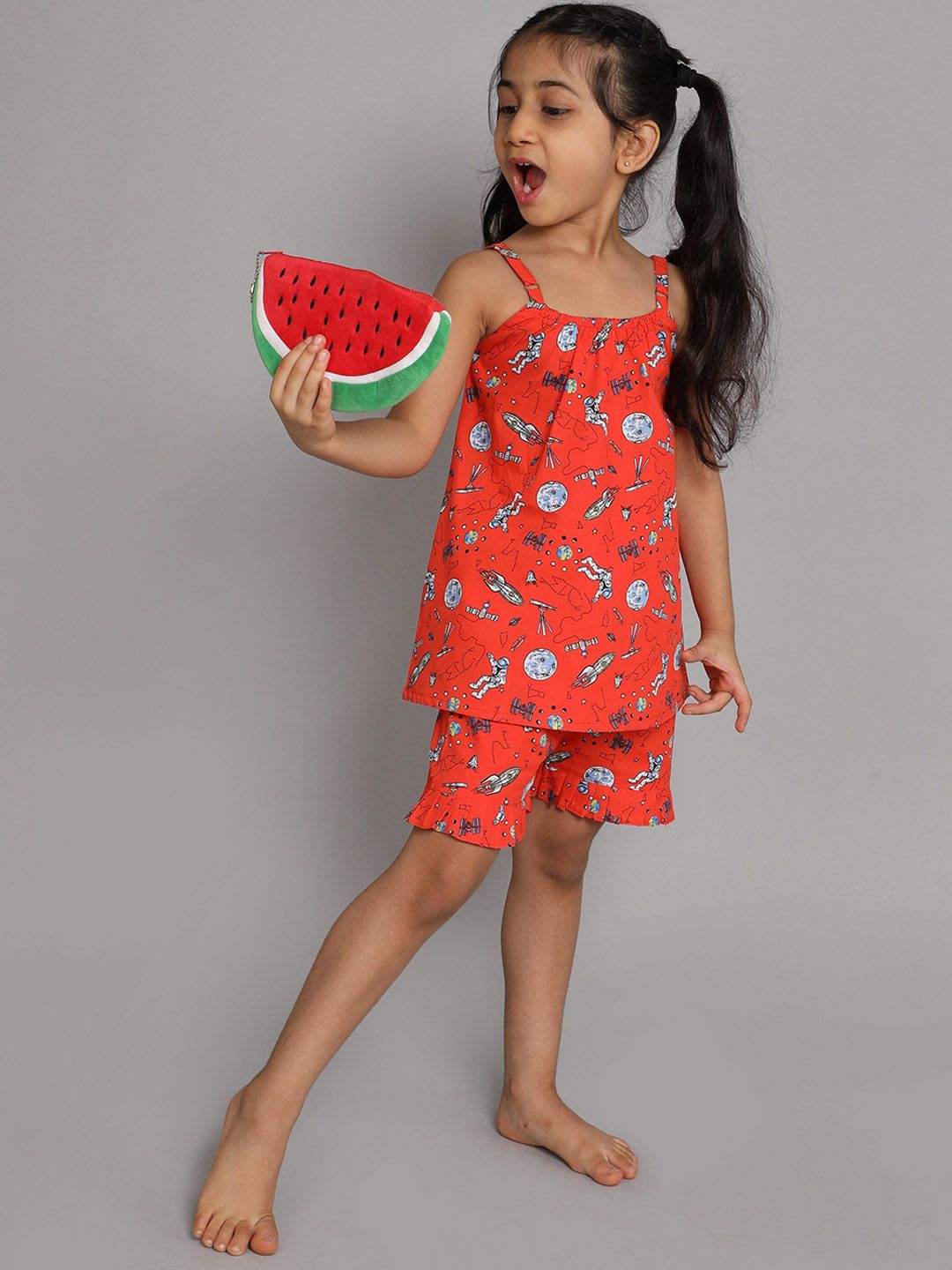 BAESD Girls Conversational Printed Pure Cotton Night Suit