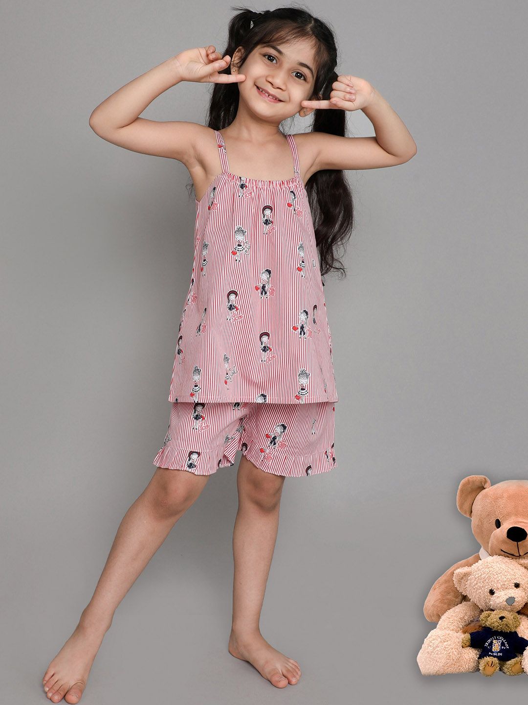 BAESD Girls Conversational Printed Pure Cotton Night Suit