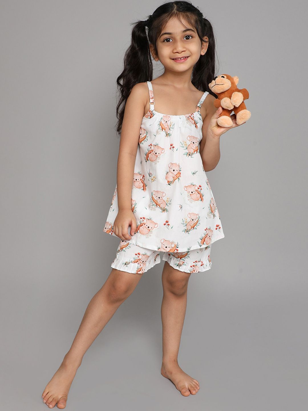 BAESD Girls Conversational Printed Pure Cotton Night Suit