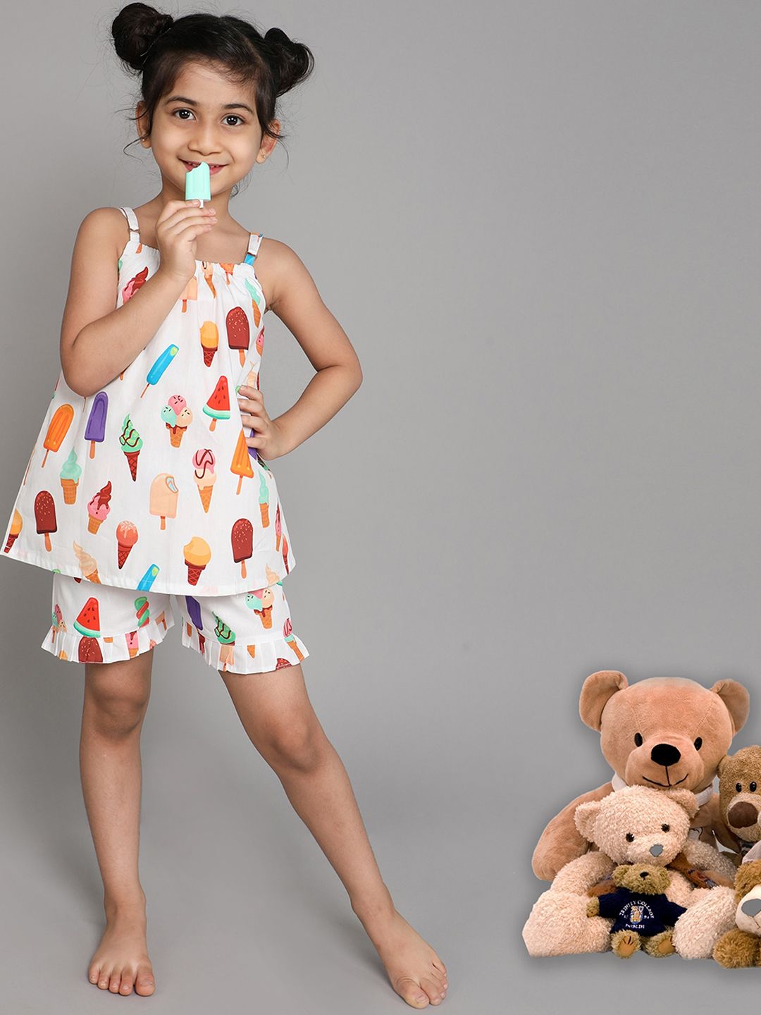 BAESD Girls Conversational Printed Pure Cotton Night Suit