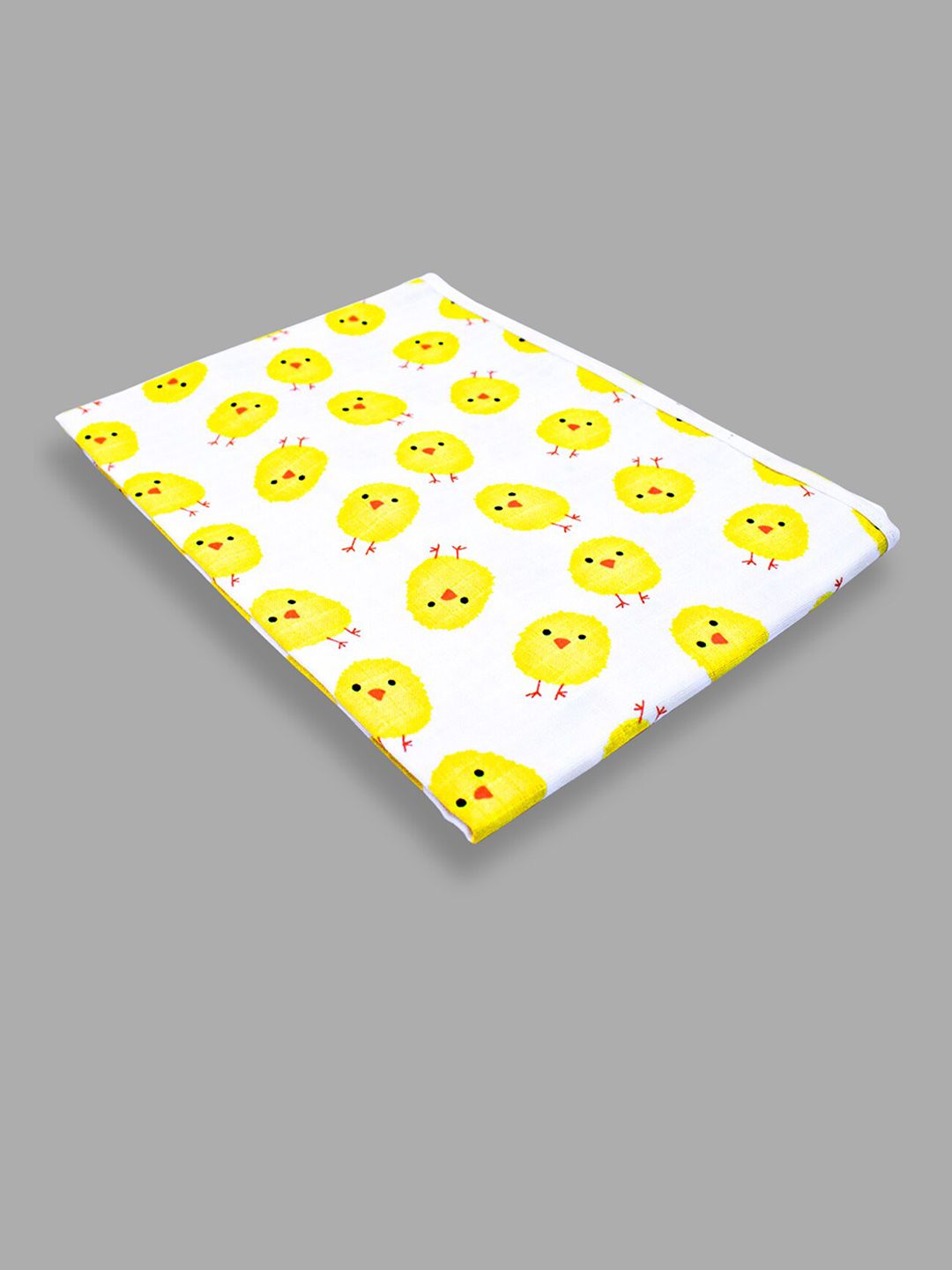 Born Babies Infants Yellow& White Printed Cotton 150 GSM Bath Towel
