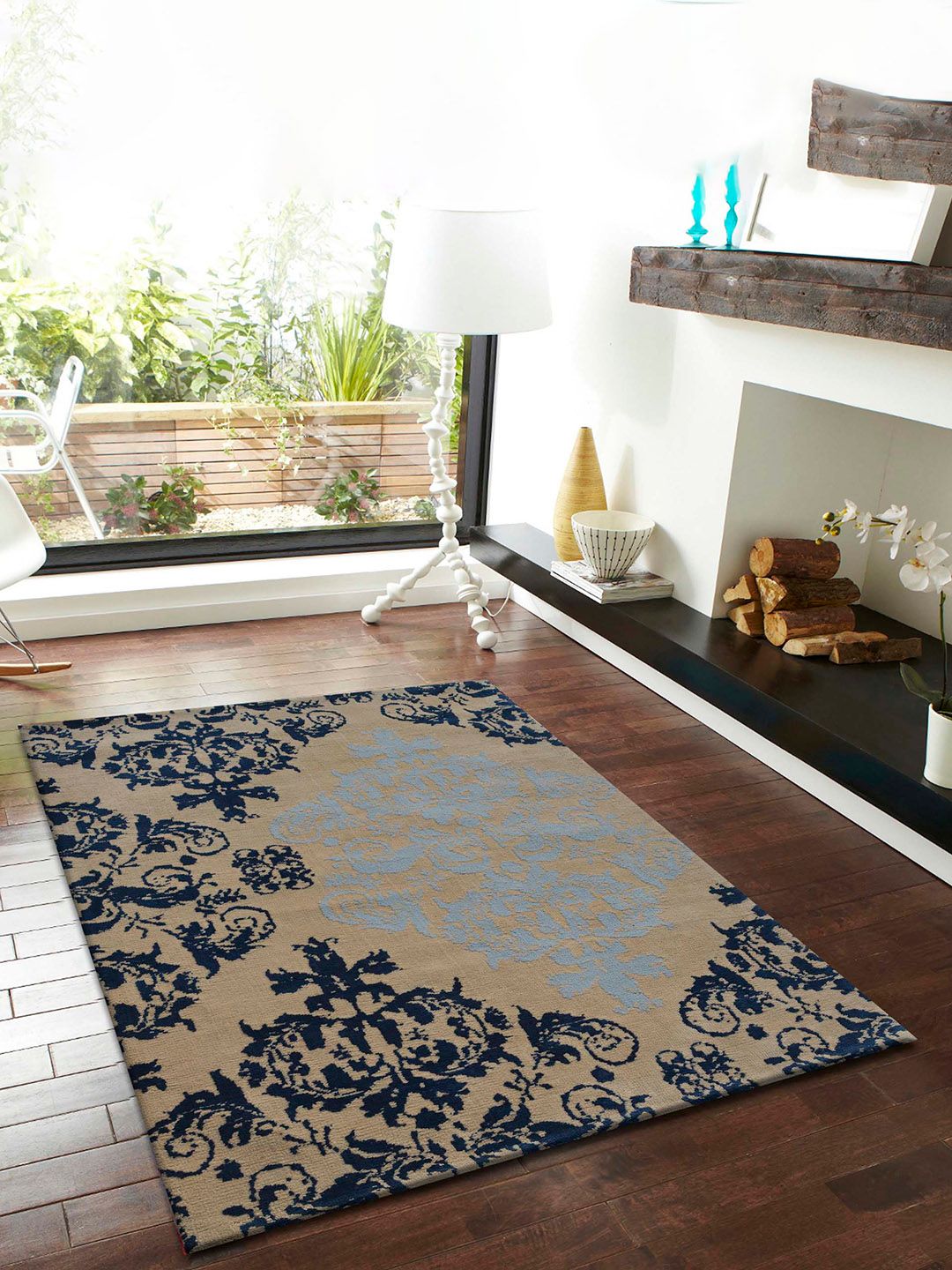 PRESTO PRESTO Blue Ethnic Printed Rectangular Carpet